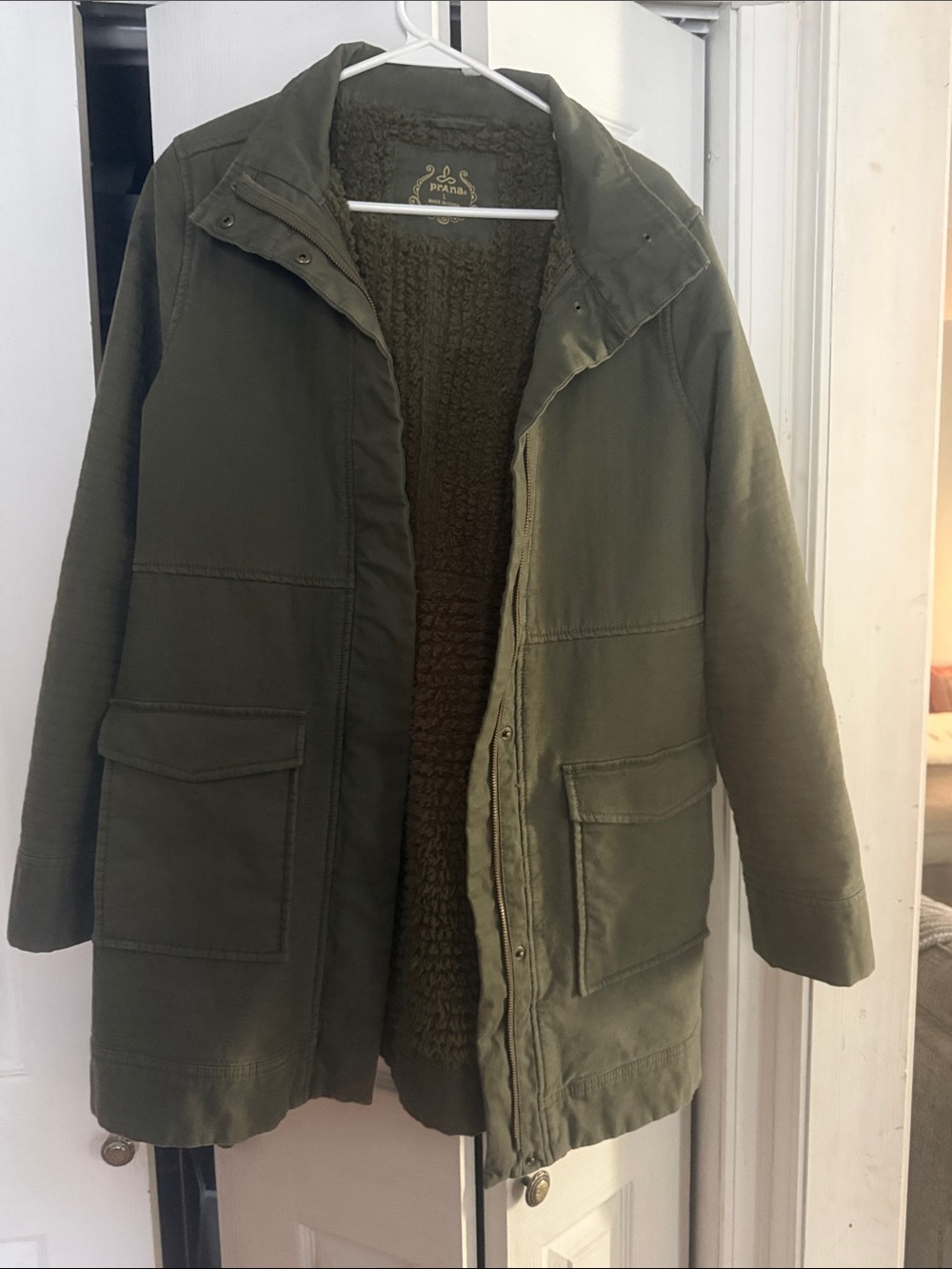 Prana Olive Green Sherpa-Lined Utility Jacket - Picture 2 of 8